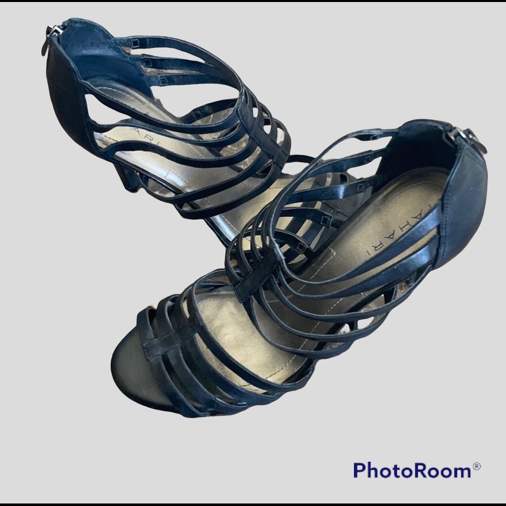 Tahari Canton cage heels black size 8